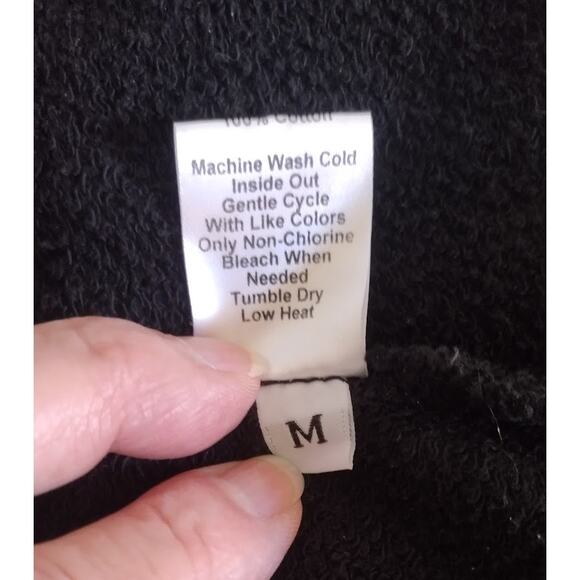 Wilt Pullover Cropped Top Spritzed with Silver Metallic Spray, Black, Sz M - Picture 5 of 5